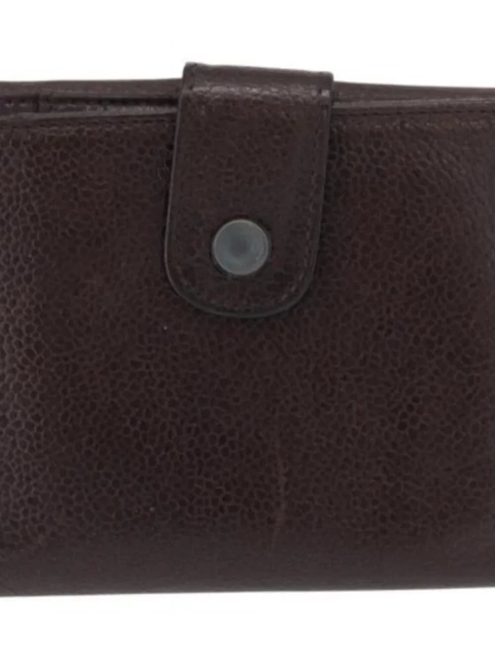 CHANEL Bifold Wallet Grained Calf Skin Black Gold CC Auth bs32337